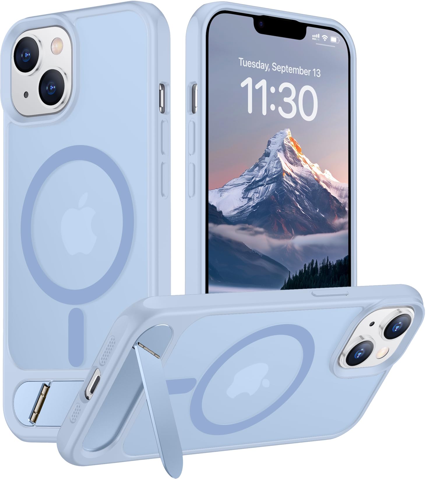 Temdan Magnetic Compatible with iPhone 14 Case/iPhone 13 Case,[Built-in Invisible Kickstand][Compatible with MagSafe][Military Grade Shockproof] Slim Translucent Matte Phone Case for iPhone 14/13 6.1"