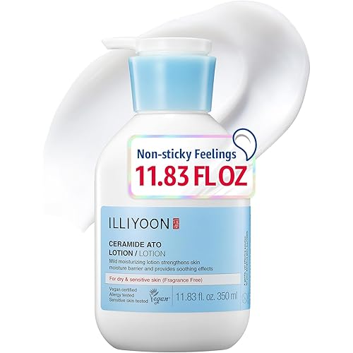 Illiyoon Ceramide Ato Lotion | Lightweight Moisturizer for Dry & Sensitive Skin, Barrier Repair for Face & Body, Mild for Babies, Vegan Certified, Korean Skin Care, 11.83 fl.oz.