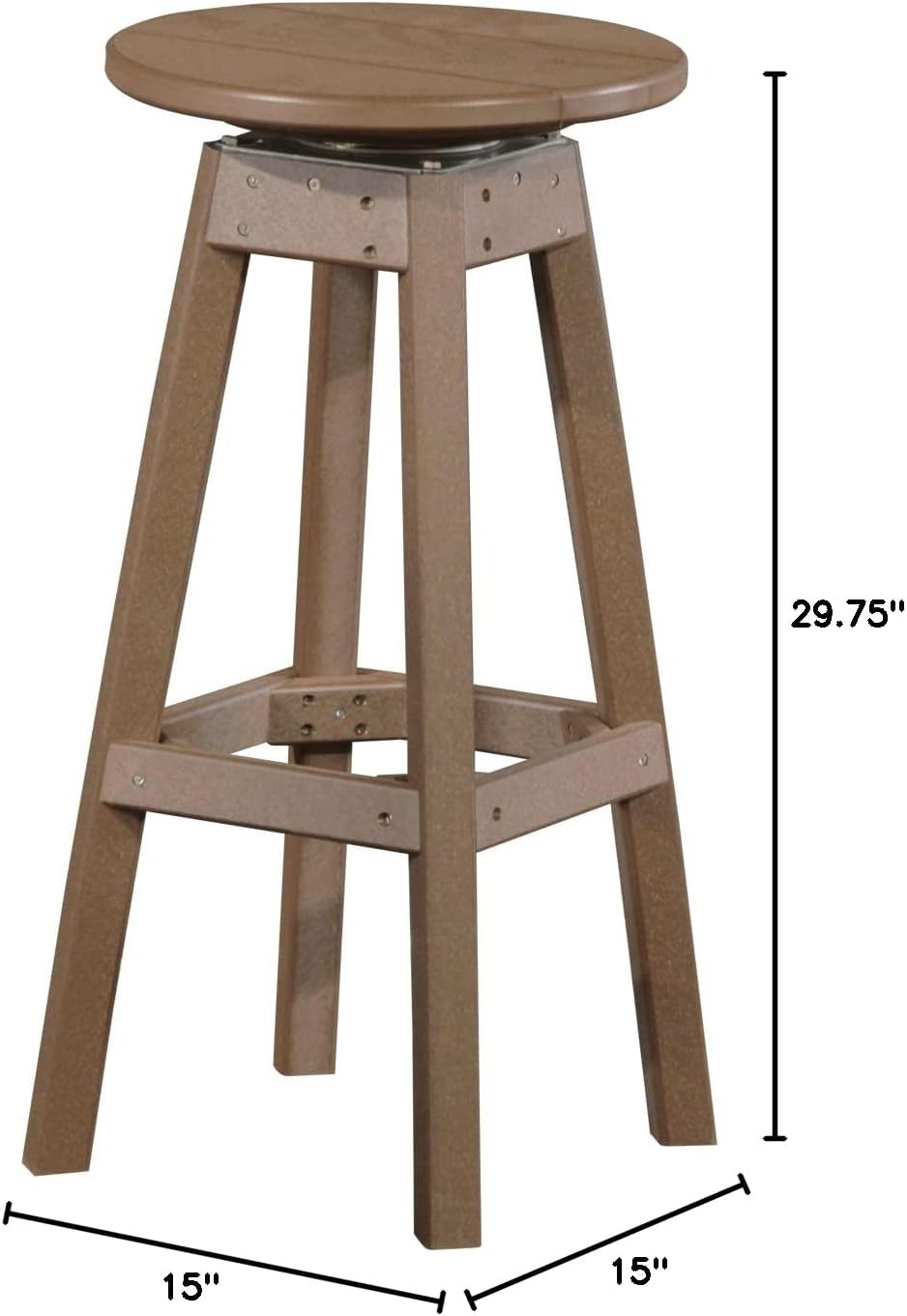 LuxCraft Poly Outdoor Bar Stool (Chestnut Brown)