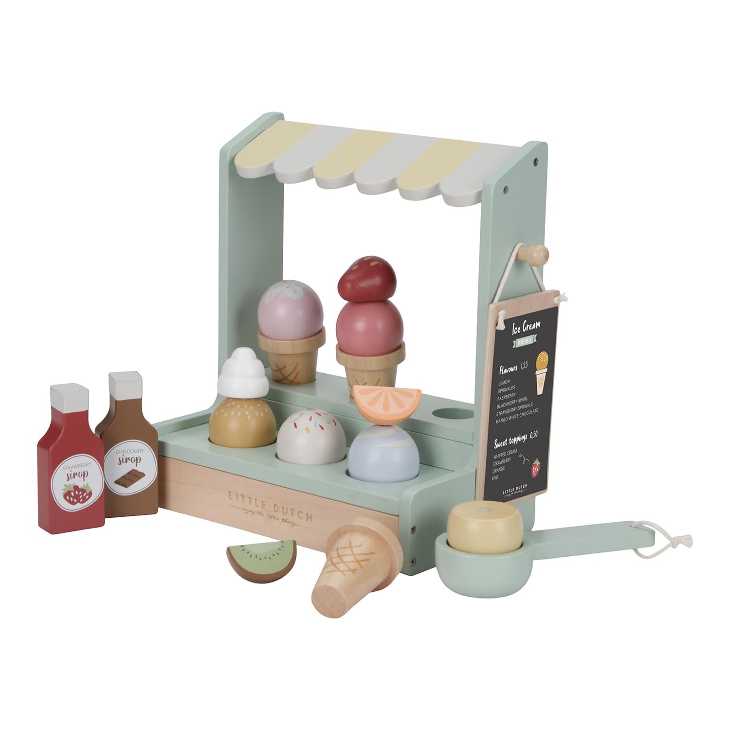Little Dutch 8024 FSC Wooden Ice Cream Stand 18-Piece Set