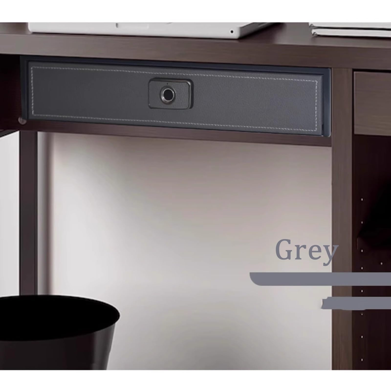 Cassaforte biometrica in Acciaio, Accesso rapido sotto la scrivania, cassaforte Intelligente per riporre Oggetti nascosti in casa, Organizer per Gioielli da Comodino - Grigio - 350 mm