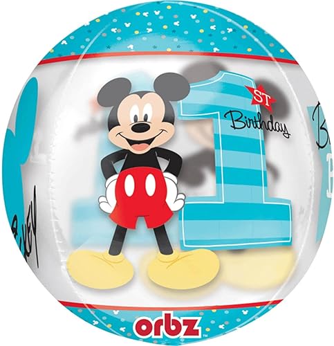 Mickey Mouse 1er Cumpleaños 16" transparente Orbz  Globo
