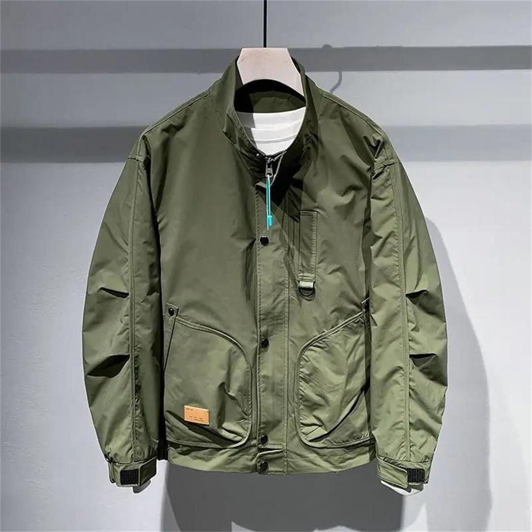 Men Stand Collar Jacket Versatile Workwear Lightweight Outerwear