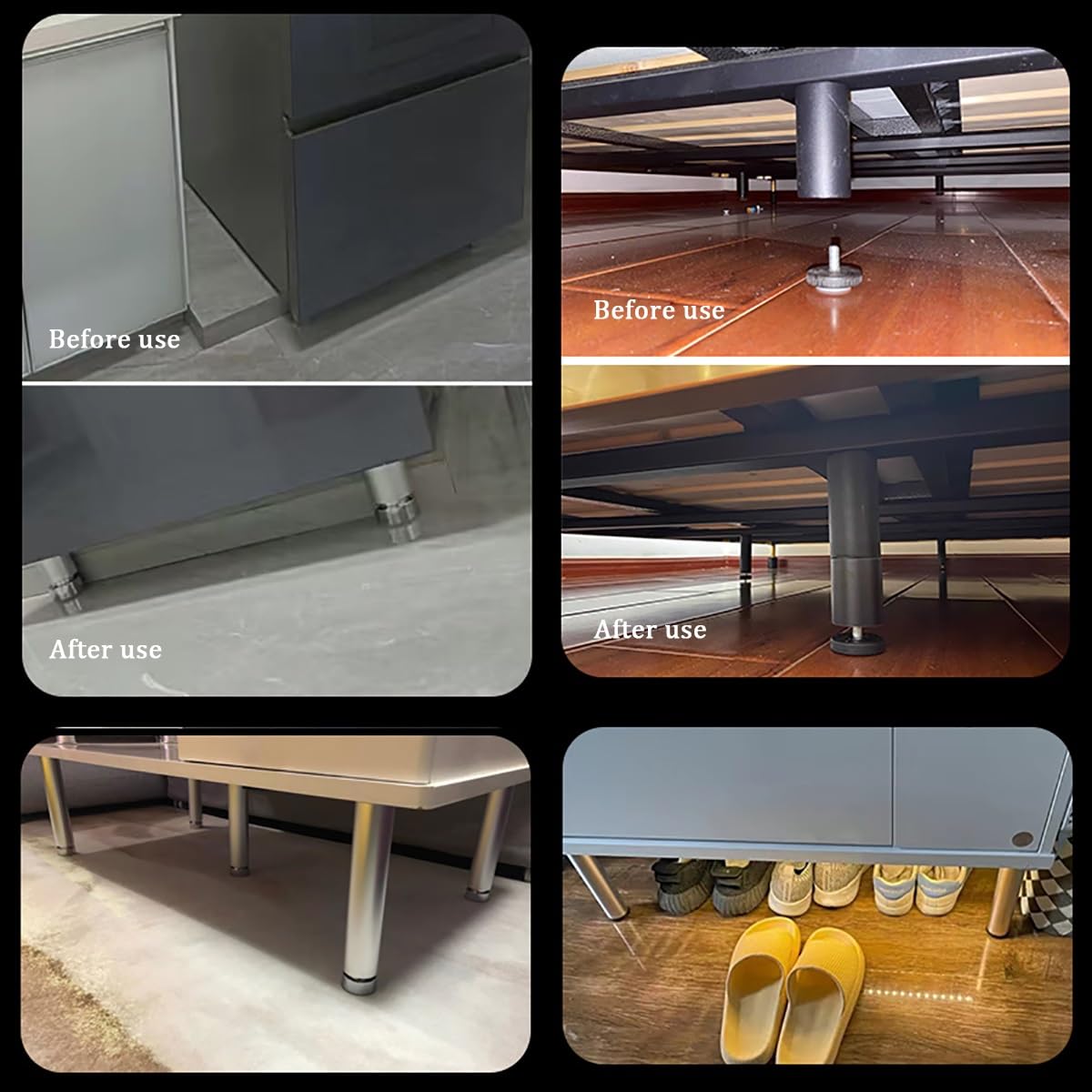 Regulowane aluminiowe nogi meblowe, 2-pak, idealne do stojaków pod telewizor, sofy, komody, okrągłe nóżki do szafy, metalowe nogi stołowe, śruba M8, srebrne, wysokość 20 cm