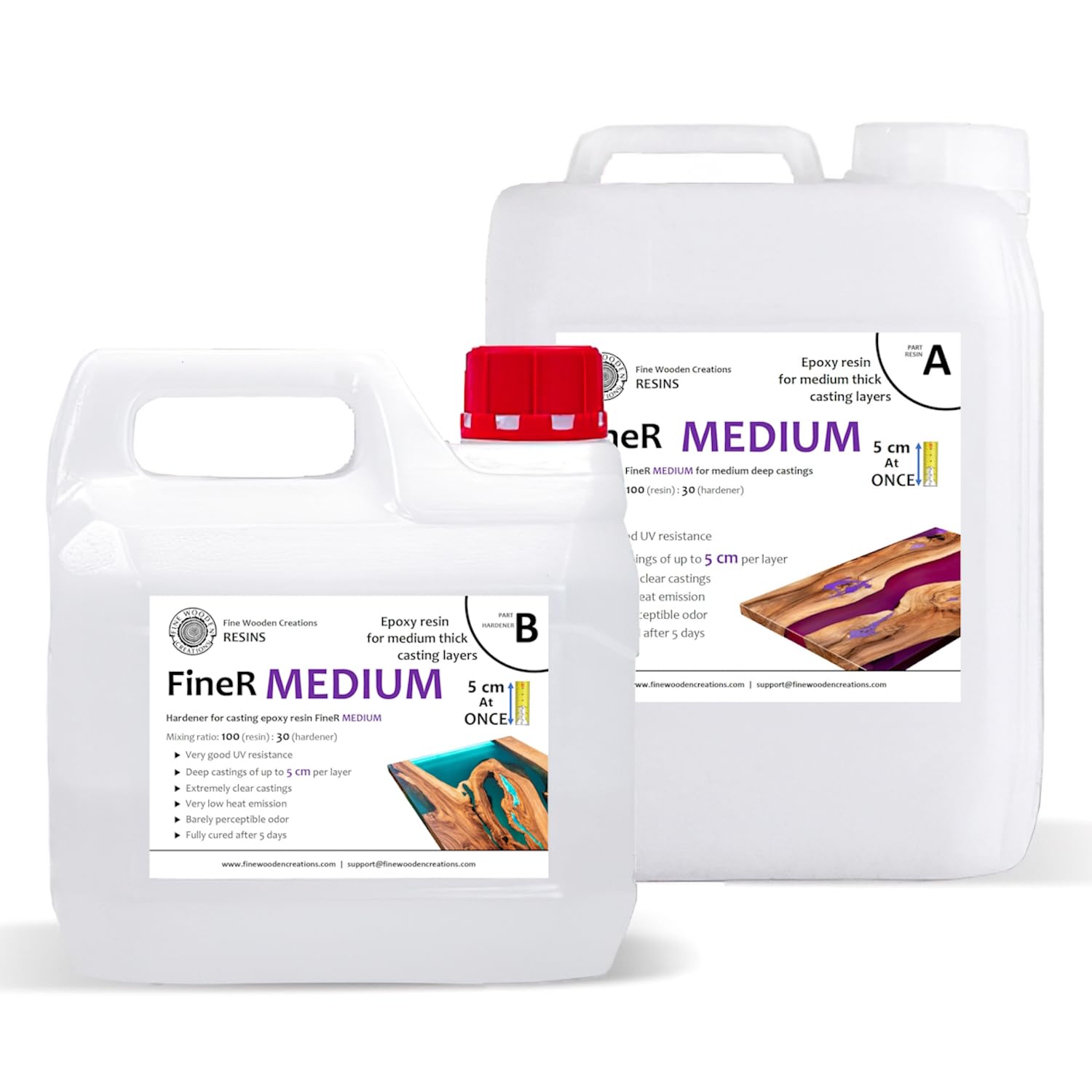 Finer MEDIUM Resina epossidica con indurente, 2,6 kg, colata profonda, resina UV, resina epossidica, indurente, resina di esposizione fino a 5 cm