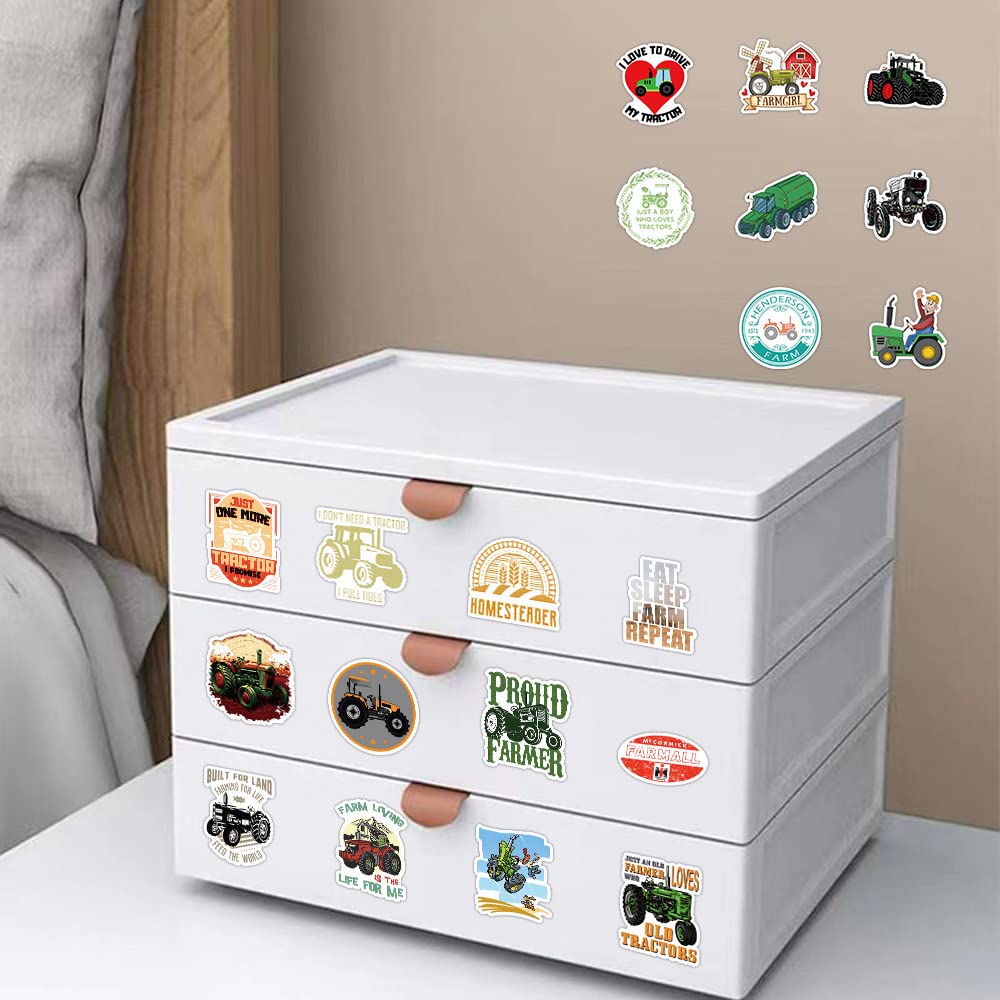 50 Pcs Cute Cartoon Green Farmer Tractor Stickers, Waterproof, Cool Design for Laptop Skateboard, Water Bottle, Helmet - Image 4