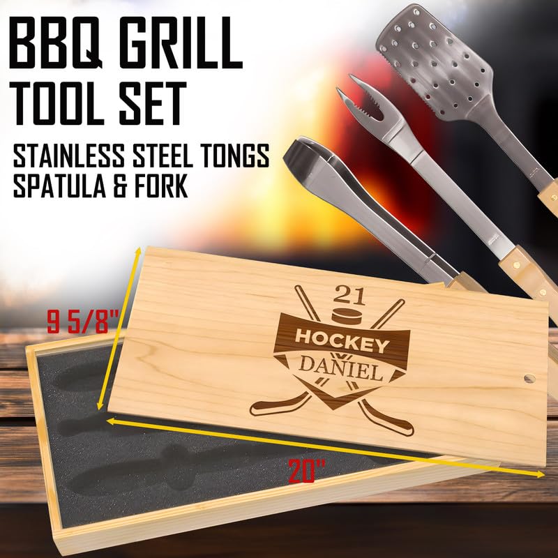 Set de Parrilla con Grabados Personalizados en Palo de Hockey miniatura 2