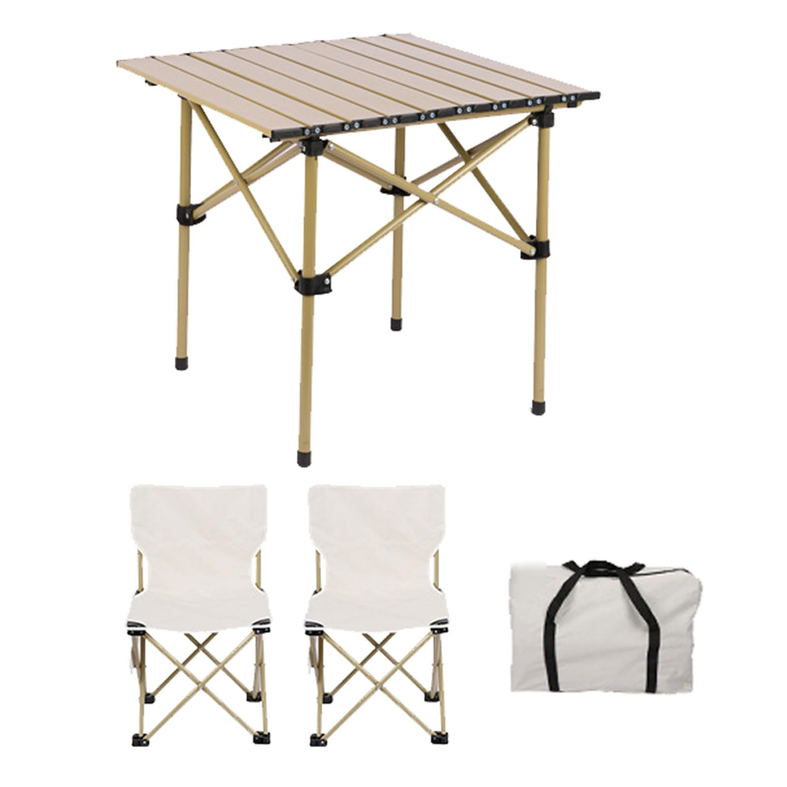 Tavolo e sedie da Picnic Portatili per Esterni, Set di sedie da Campeggio Pieghevoli in Alluminio, Leggere, con Piano Arrotolabile, Pieghevoli, Casual, per Escursioni in Giardino e