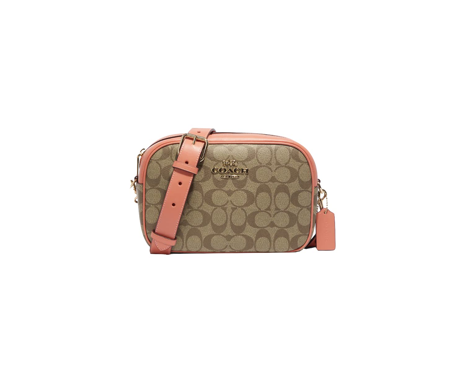 COACH Jamie Crossbody Camera Bag (Khaki/Light Coral)