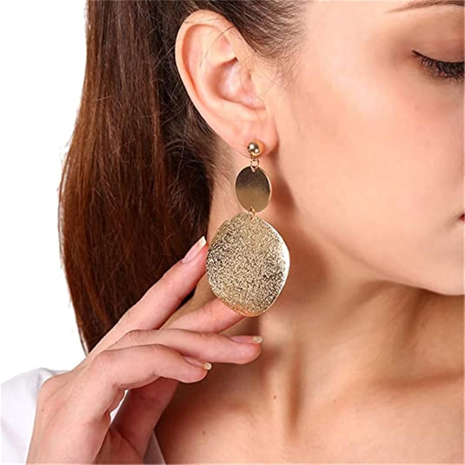 ONLYJUMP Long Matte Round Disc Dangle Earrings for Women Bohemian Fashion Earrings Minimalist Circle Geometric Statement Drop Earrings - Image 5
