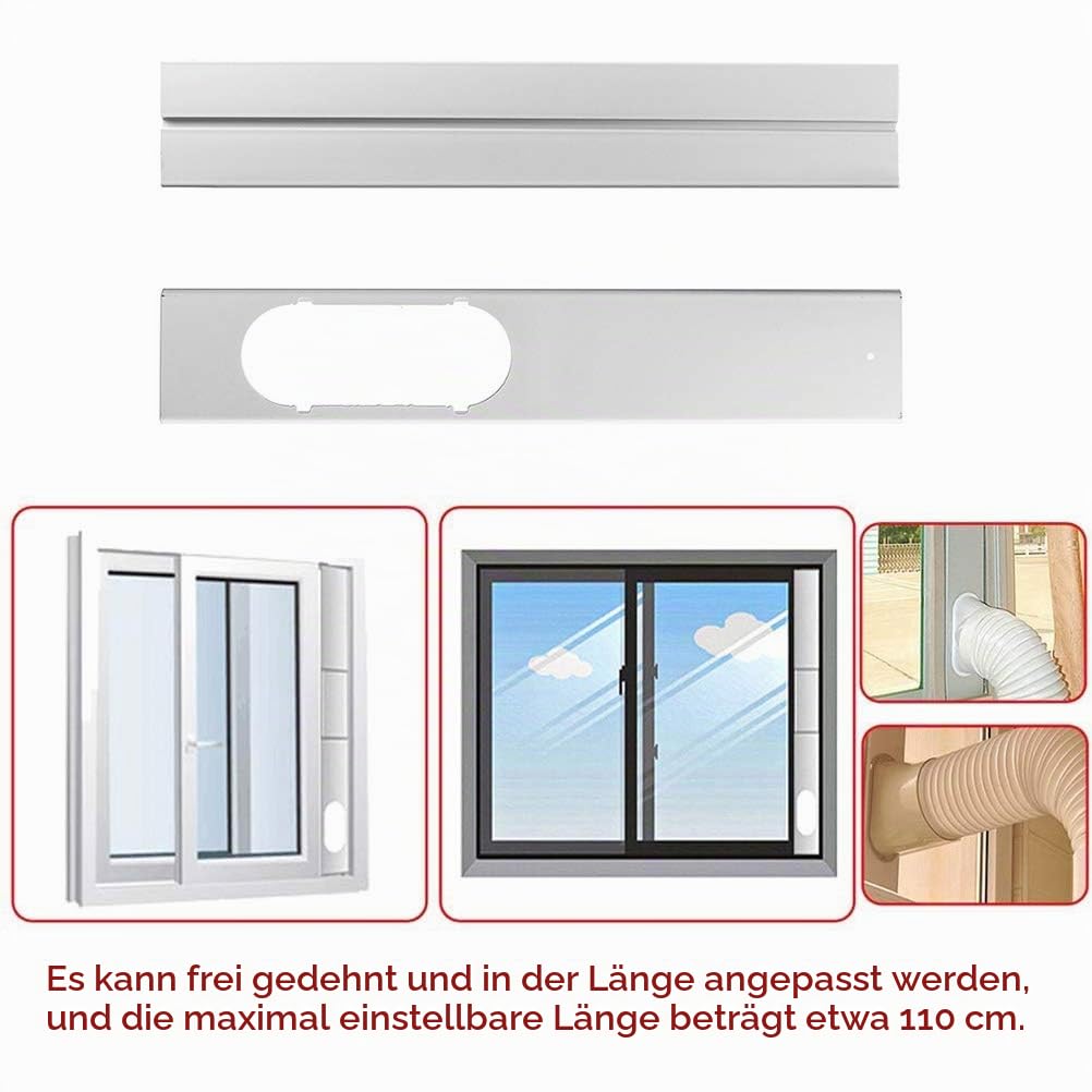 Klimaanlage Fensterabdichtung für Mobile Klimageräte, Fenster Kit für 150mm (5.9 Zoll) Abluftschlauch, Verstellbare Fensterabdichtung Platte für Vertikales/Horizontales Schiebefenster