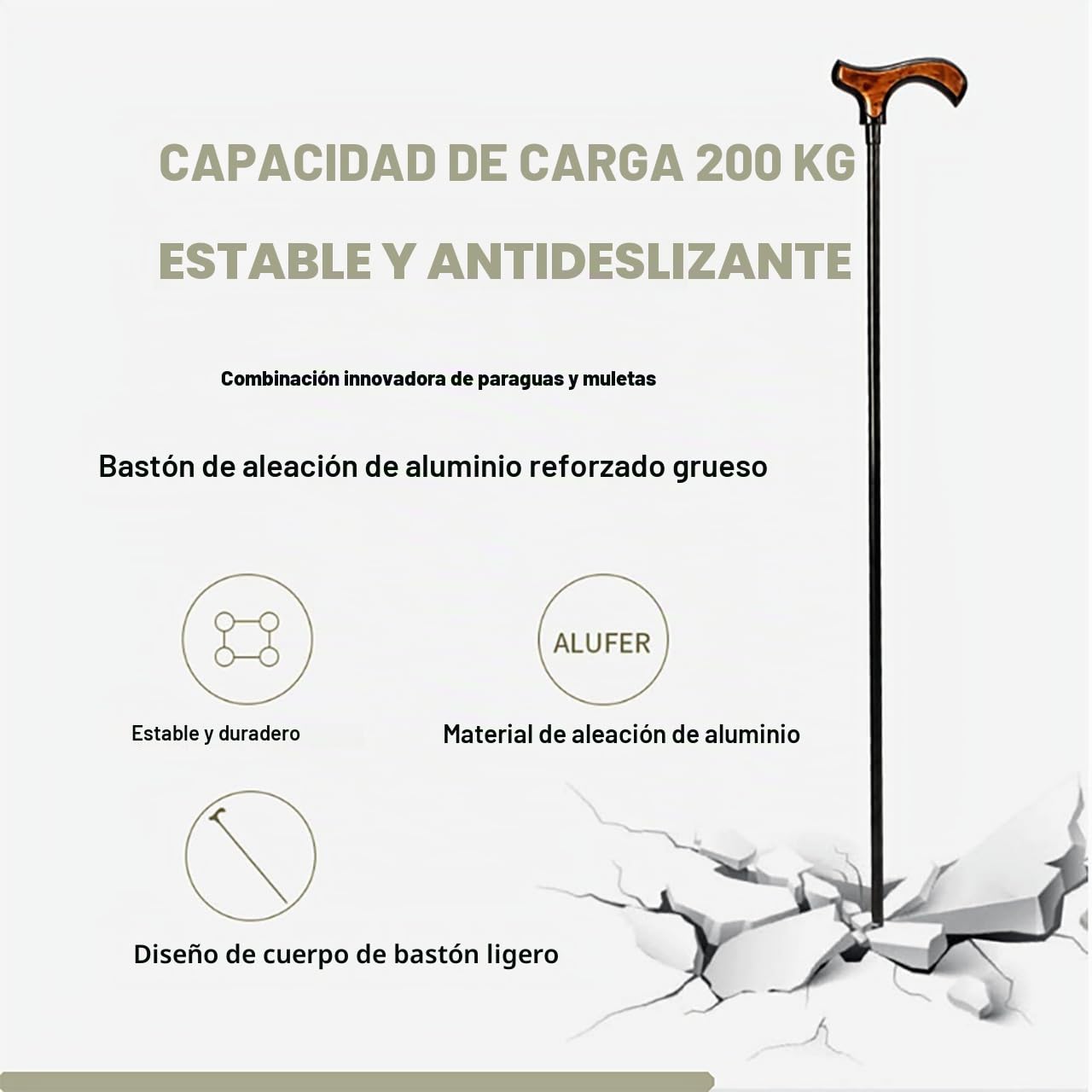 Paraguas de Bastón para-Caminar RuiYngKe Umbrella Muleta Sombrillas de caña - Multifunción 2 En 1 con Pie Antideslizante, Marco Resistente, para Hombres Y Mujeres Y Mayores Regalo
