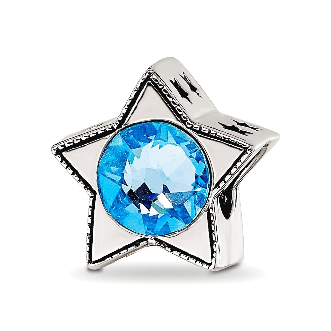 Perle en argent sterling 925 avec cristaux Preciosa en forme d'étoile de mars mesurant 11,86 x 11,41 mm de large, bijou pour femme, One Size, Métal Argent Cristal Métal Argenté, Cristal