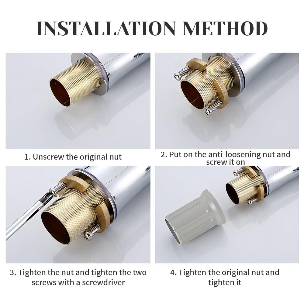 Monobloc Tap Fixing Kit Tap Fixing Bolt Nut Kit Multipurpose Faucet Fixing Set Single Hole Faucet Fixing Fitting Kit Fits Kitchen Bathroom Faucet Basin Prevent Faucets from Loosening (Copper) - Image 4