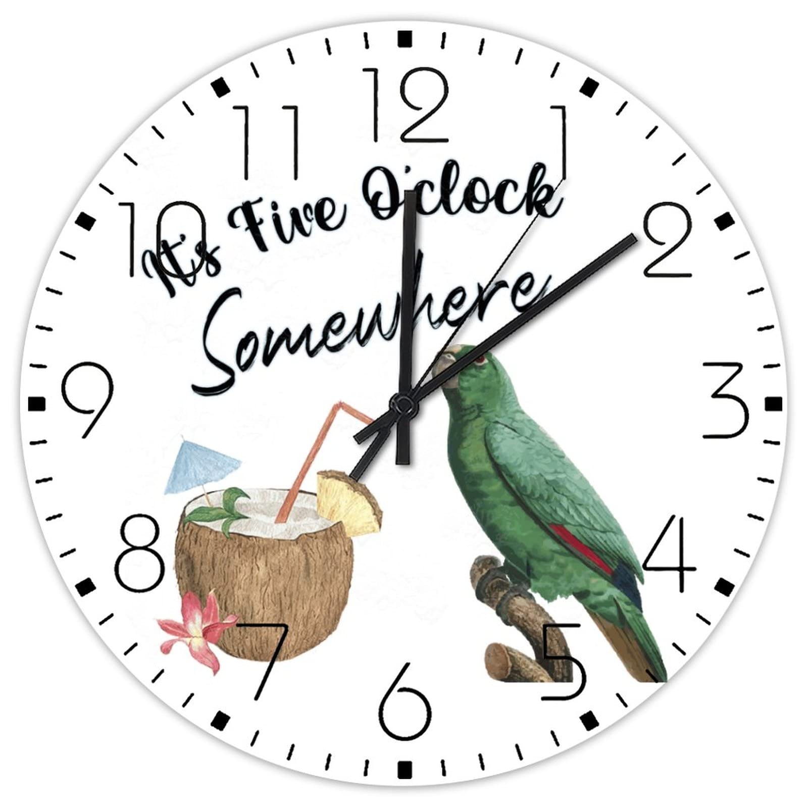 Horloge murale en bois 38 cm It's 5 O'Clock Somewhere vintage