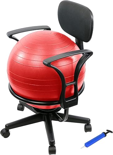 CanDo Silla de bola de metal Silla de bola de ejercicio ergonómica inflable con bomba de aire para el hogar, la oficina y el aula