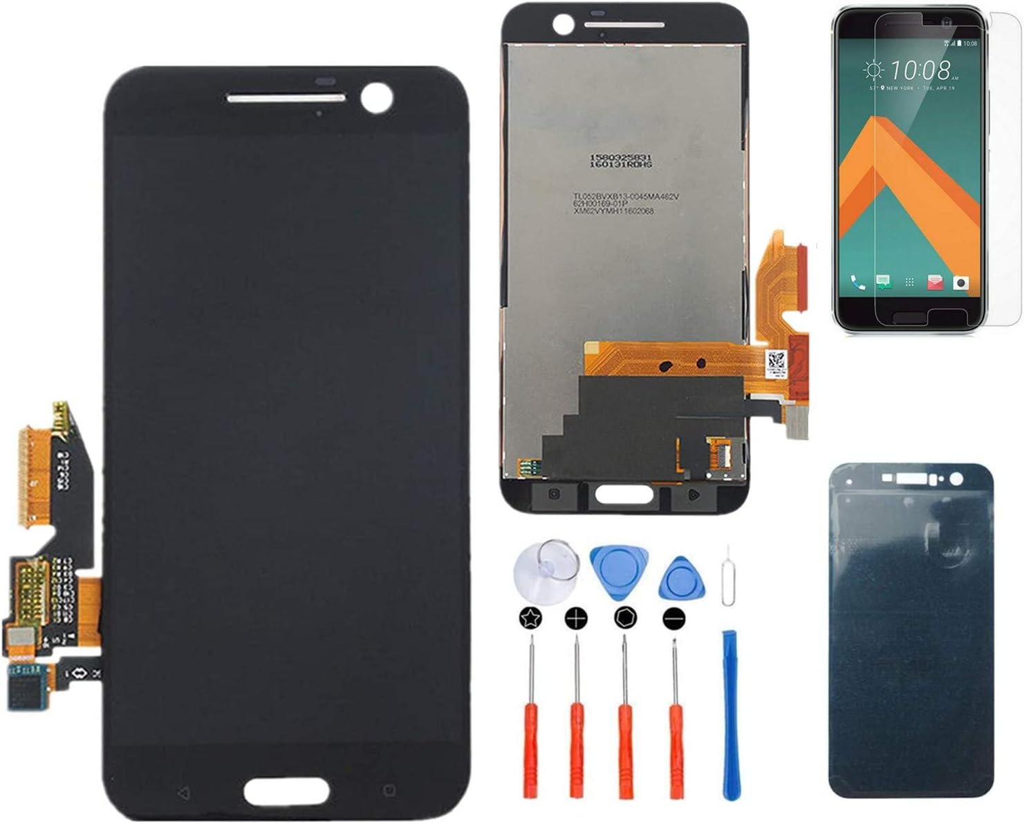 Jiang Zhi New LCD Display Touch Screen Assembly Part for HTC One 10 M10 M10H Screen Replacement + Tools (Black)