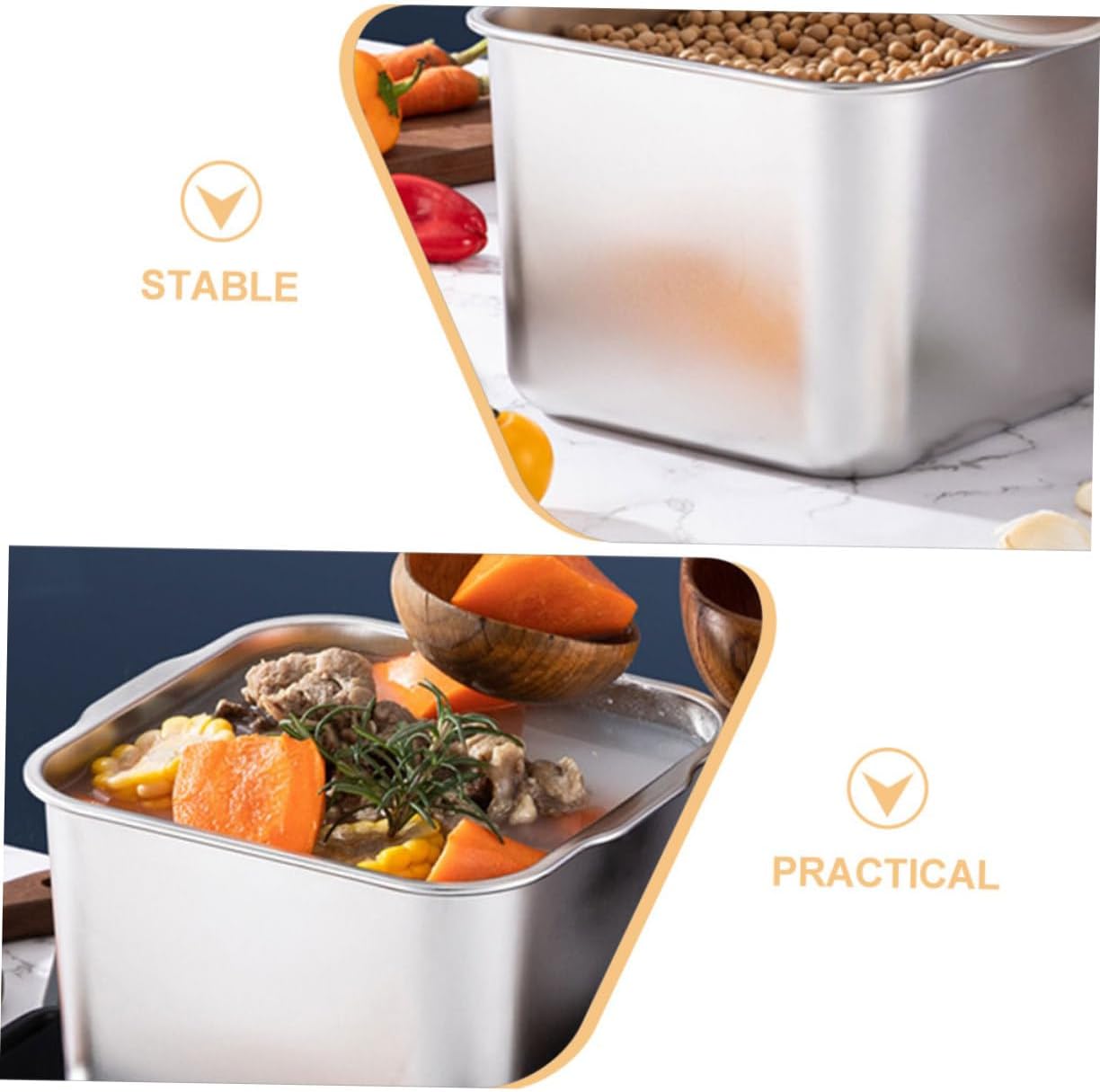 PRETYZOOM Stainless Steel Condiment Pot with Lid, 14cm Seasoning Storage