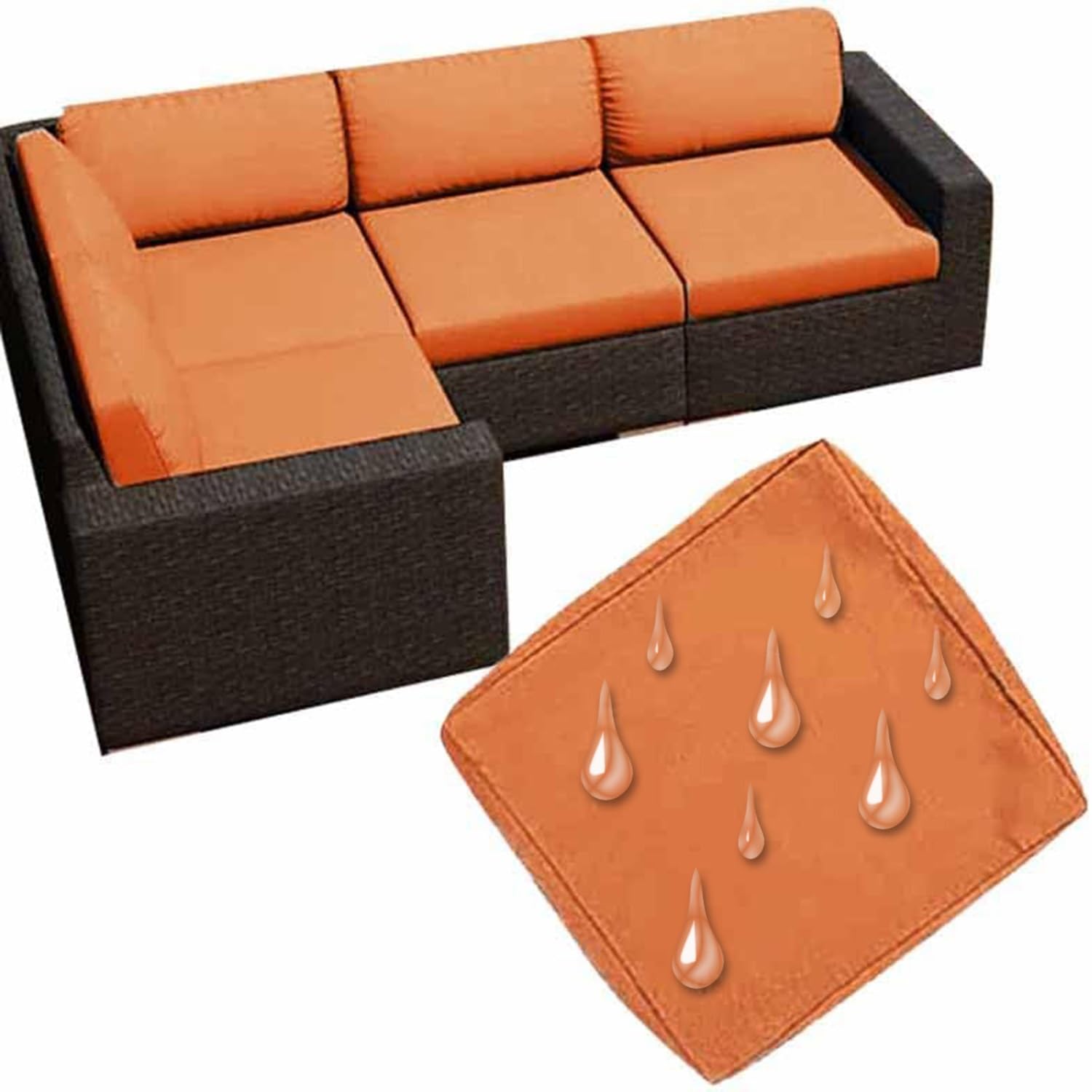 UWOBTN Replacement Outdoor Cushion Covers Waterproof, 50x50 60x60 Garden Sofa Seat Cushion Slipcover With Zipper, Removable Patio Cushion Covers For Indoor Outdoor Rattan Furnitur(Color12,65x65x10cm)