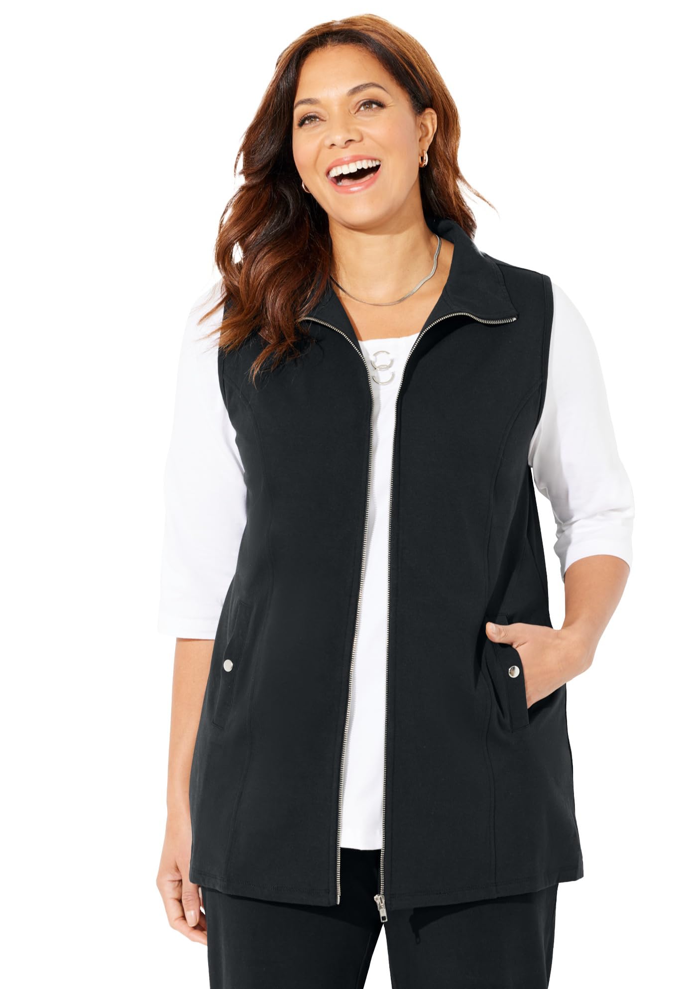 Womens Plus Size Suprema Studio Zip Front Vest