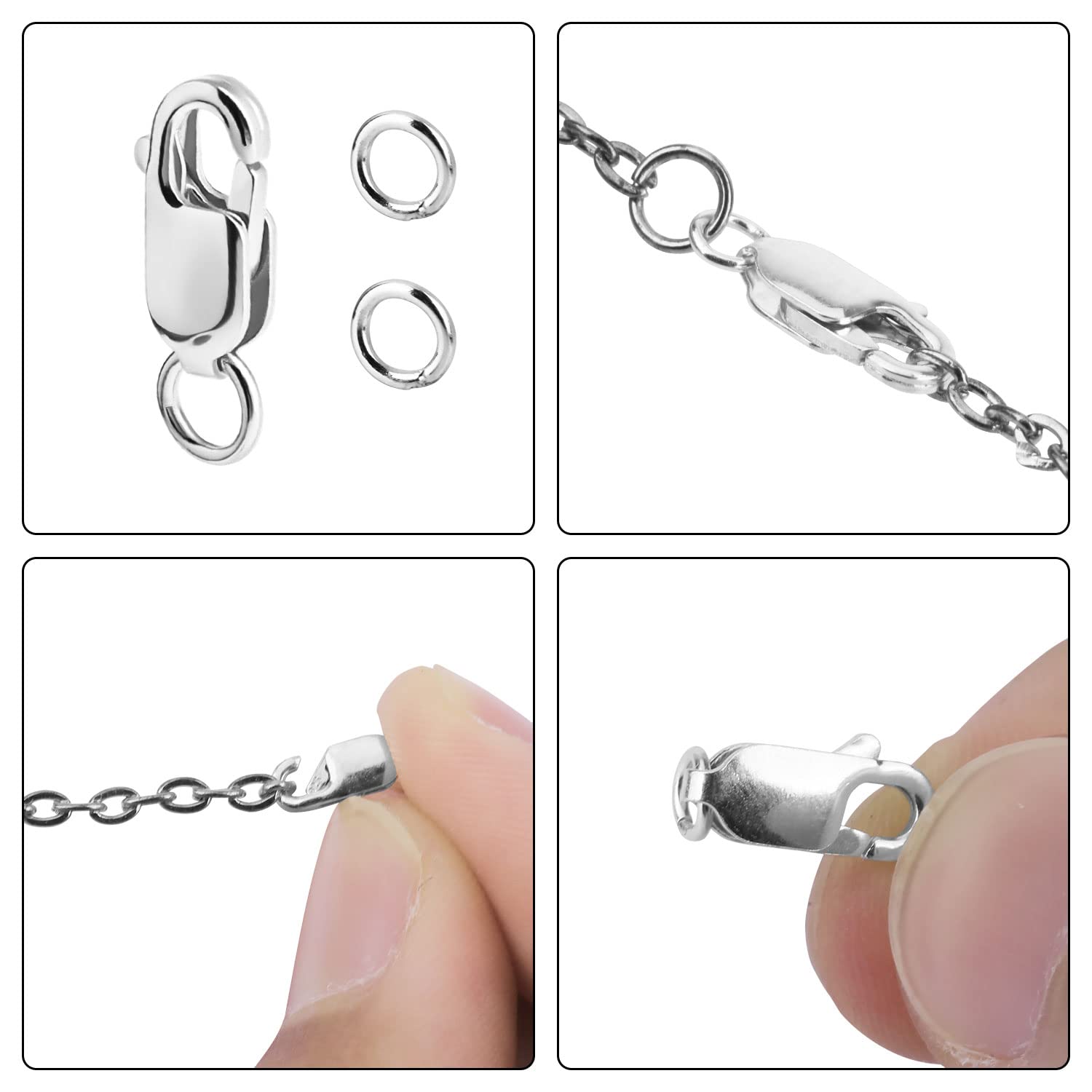 KINBOM 6 Pièces Fermoirs à Pince De Homard Avec Anneaux Ouverts, 8/10