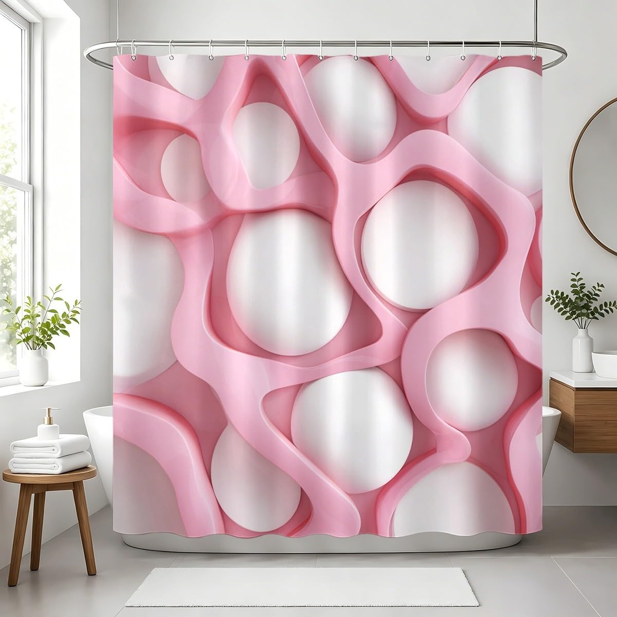 Generico Rosa Tenda Doccia 240x200 cm Asciugatura Rapida, Facile da Pulire