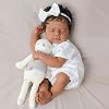 Muñecas Bebé Reborn SCOM Niña Negra - Muñeca Afroamericana de 20 Pulgadas | Cabello Anclado a Mano, Muñeca Negra Durmiendo Realista, Conjunto y Accesorios, con Peso, Regalo para Niños 3+ Años 3