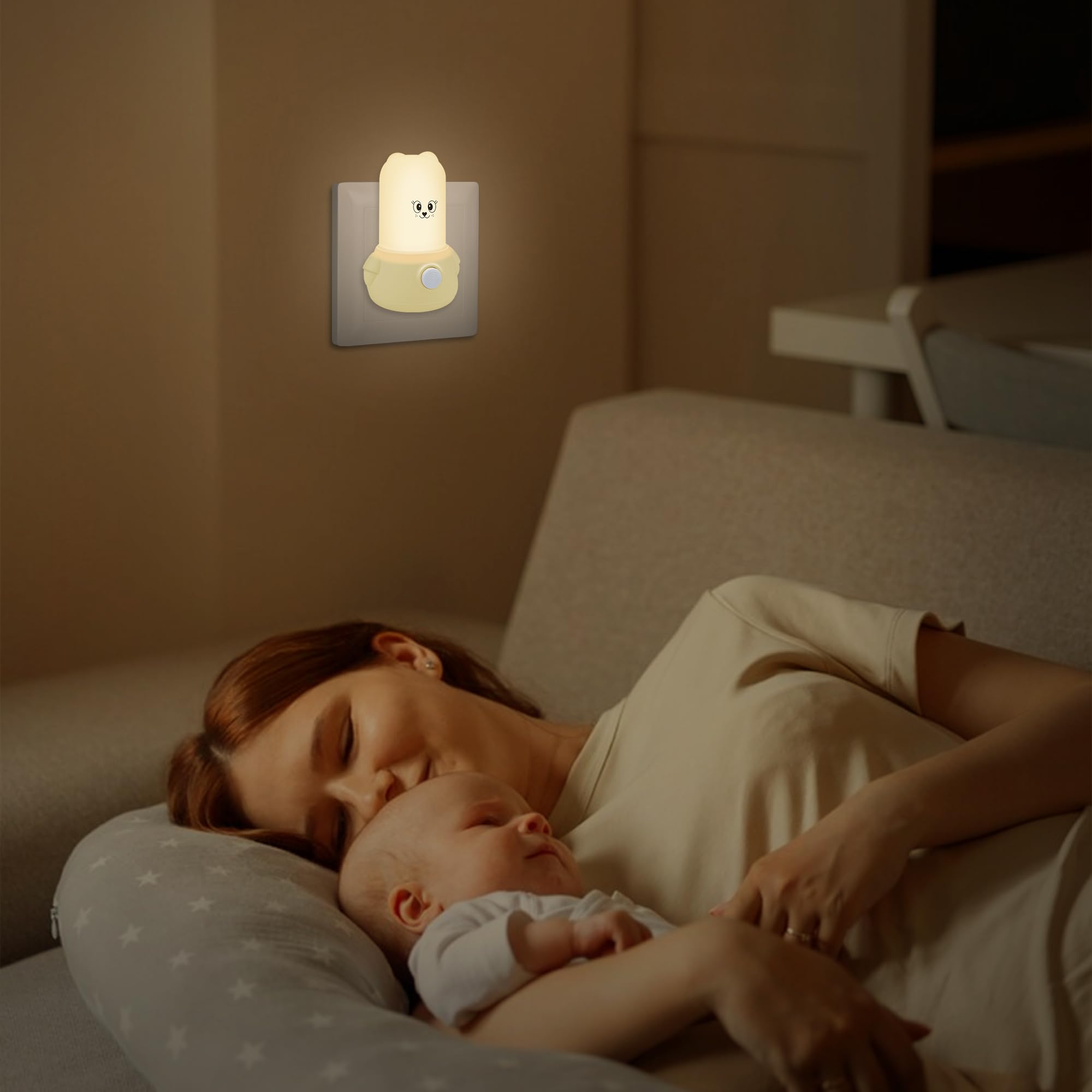Wetry Luz Quitamiedos Bebe Enchufe Lampara Noche con Interruptor Decoración Habitación Recien Nacido Niños Regalo Bebe Niña 1 Año Cumpleaños