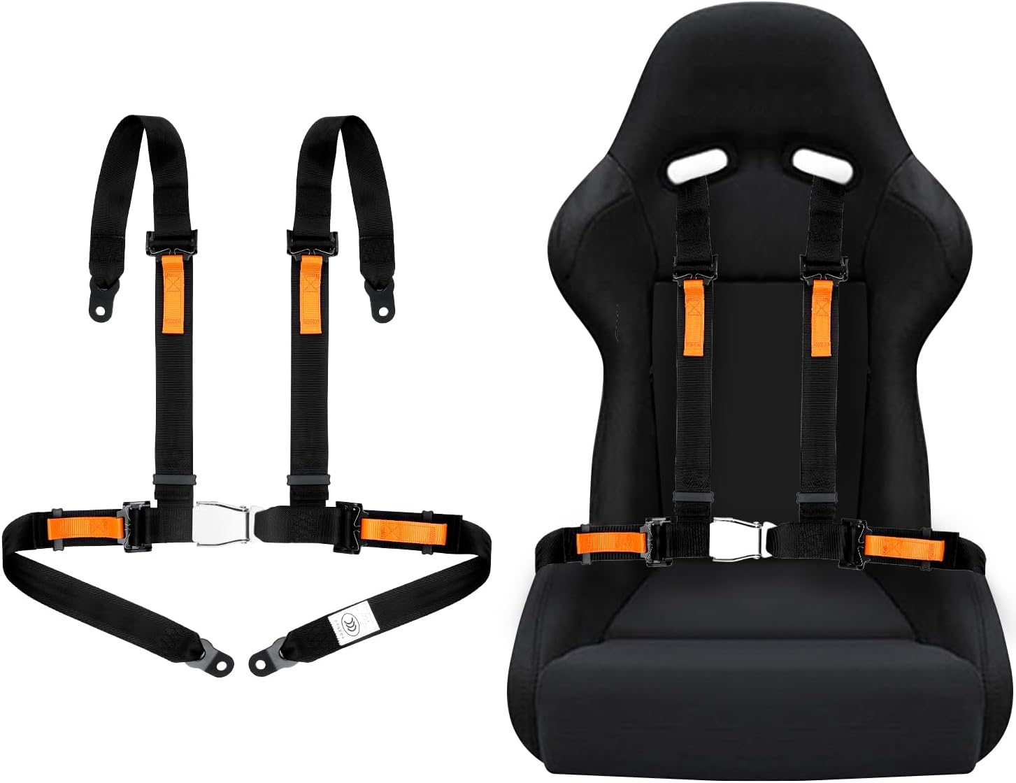 Yakitoko Universal 4 point Safety Harness Set 2inch Fits Go Kart,UTV,ATV,Racing Black