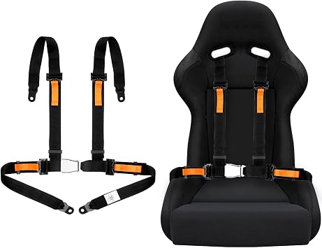 Yakitoko Universal 4 point Safety Harness Set 2inch Fits Go Kart,UTV,ATV,Racing Black