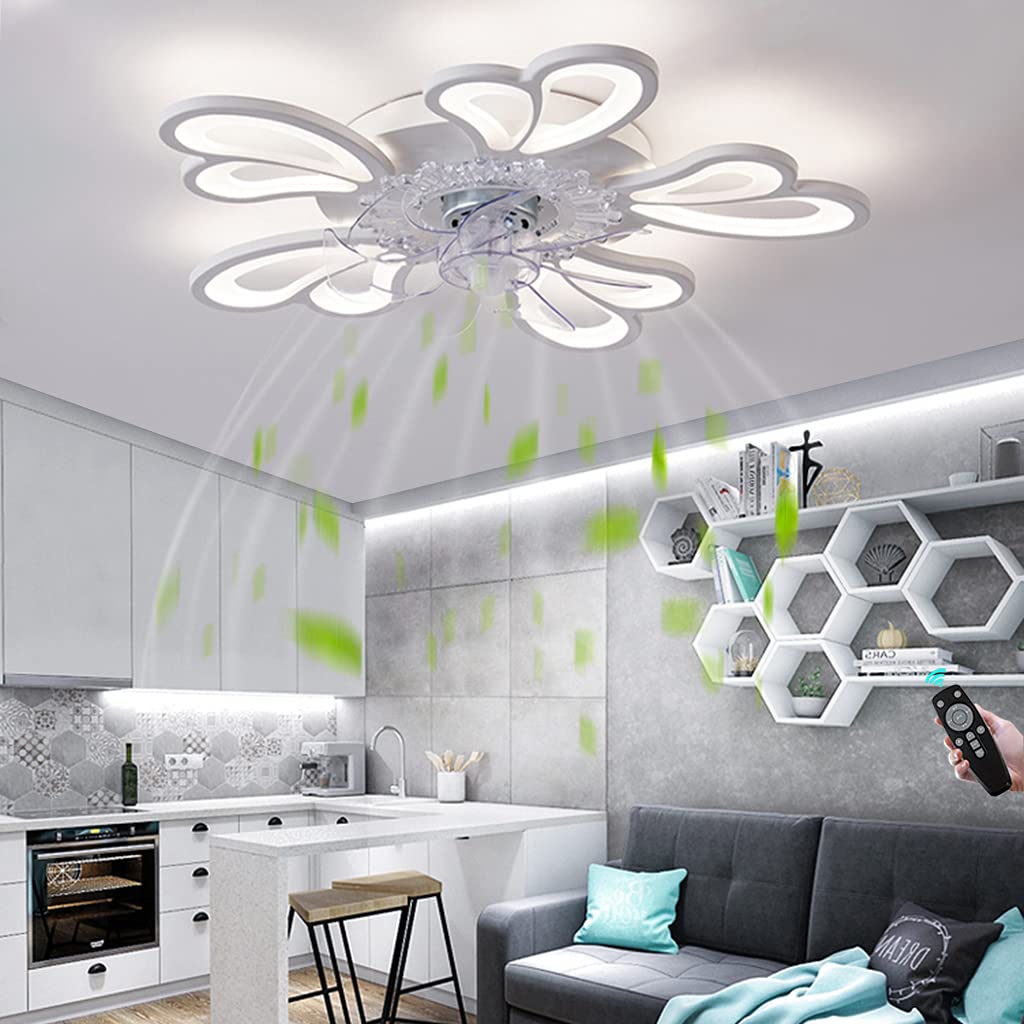 Mursche Ventilatore Da Soffitto Illuminazione E Telecomando Silenzioso Lampada Da Soffitto Ventilatore Da Soffitto A 6 Pale Temporizzazione Design Moderno E27 Estate Inverno Camera Da Letto