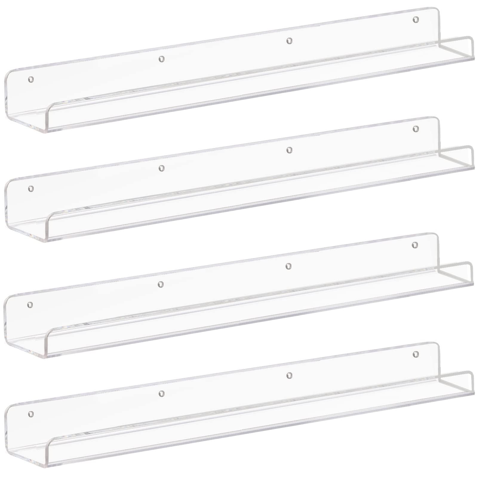 Weiai Clear Acrylic Shelves 24 inches, Floating Wall Bookshelf for Kids