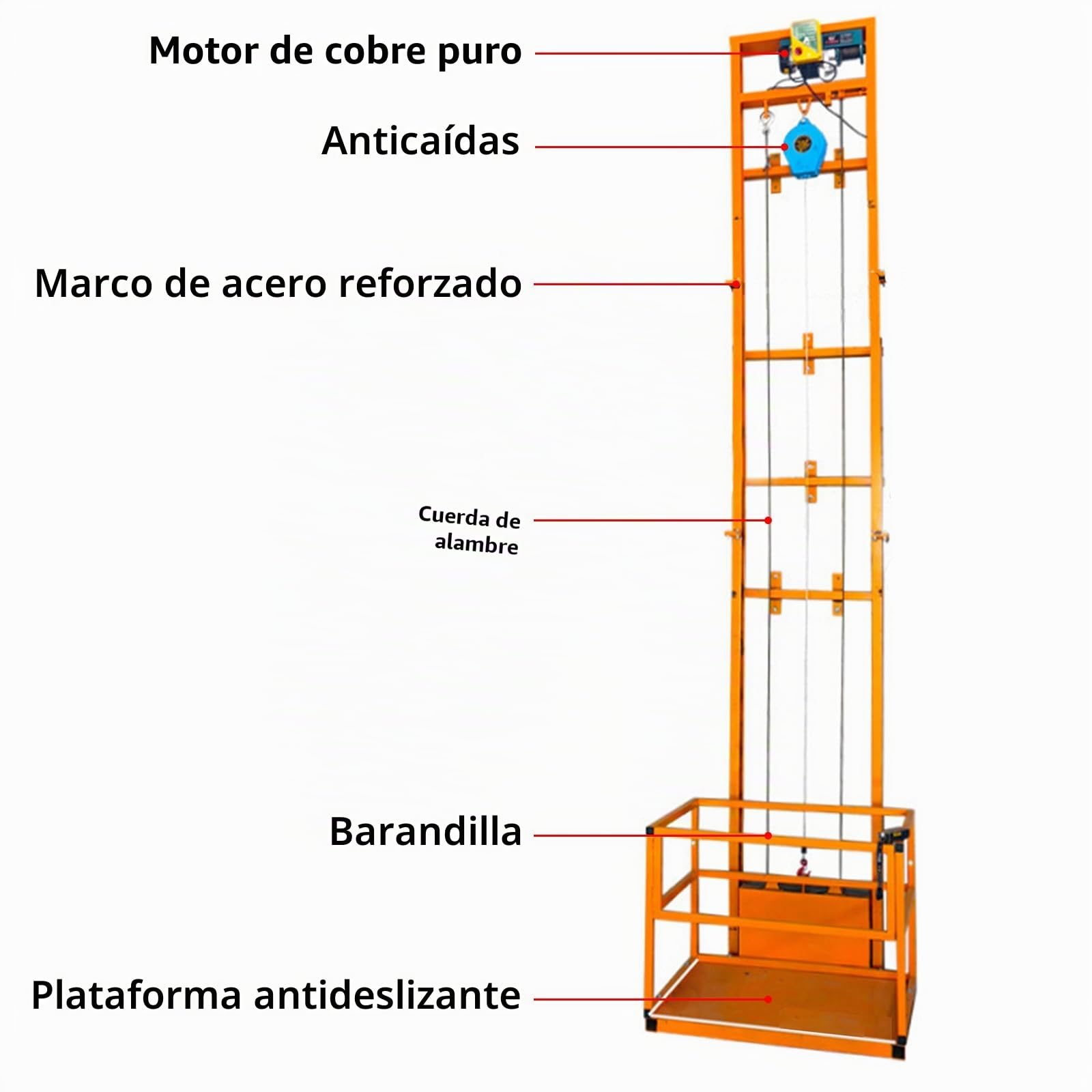 Plataforma Eléctrica de Elevación, Ascensor de Carga Montado en Pared con Control Remoto, Altura Ajustable, Ideal para Uso en Almacenes y Talleres, 10m/32.8ft