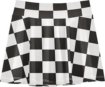 Skorts for Girls Athletic Skirt Tennis Shorts Skirts with Built-in Shorts and Pockets 3-4T Checkered Black and White
