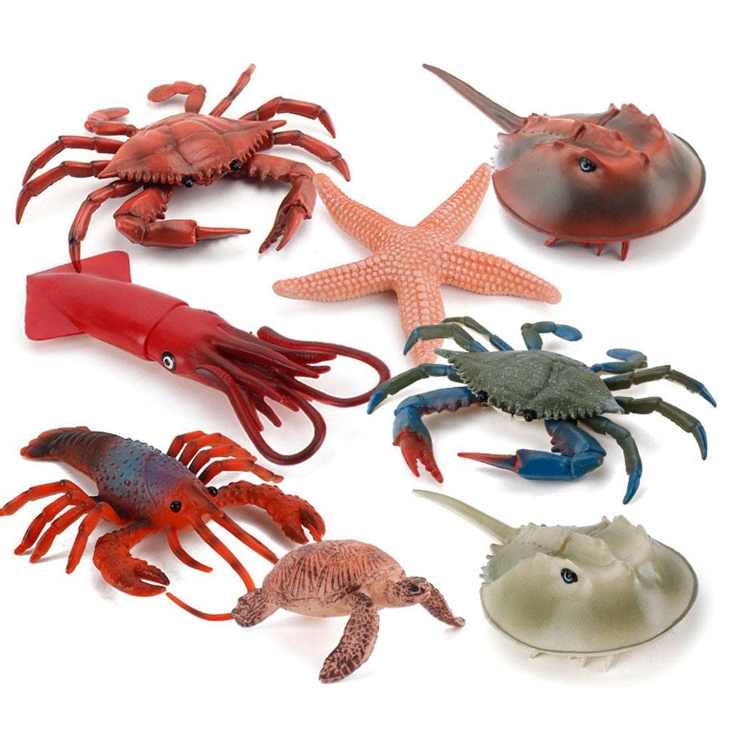 Colcolo de Animales Realistas Juguetes de Aprendizaje Adornos de año Artesanías de Juguetes Cognitivos Marinas Modelos de An, 2 Piezas Verde + 4 Piezas Rojo