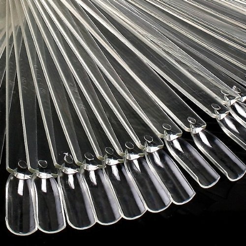 Beauticom® 500 Clear Acrylic False Tip Sticks with Metal Screw Fan-Shaped Nail Art Display Chart Practice Tool - 500 Tips