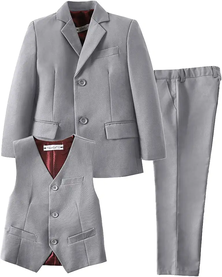 YuanLu Conjunto de terno para meninos, vestido de baile para crianças, conjunto de terno de smoking formal colete e calça