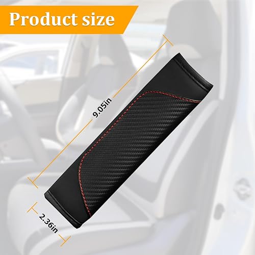 Miniatura 2 de Osilly 2 fundas para cinturón de seguridad de automóvil, protección de hombro para cinturón de seguridad de fibra de carbono, suave cojín para