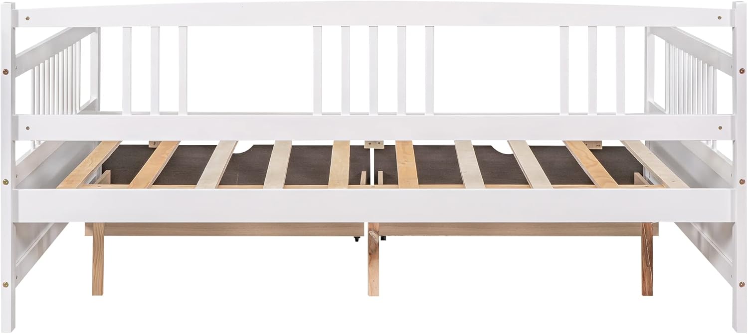 CITYLIGHT Twin Size Daybed with 2 Drawers, Wood Twin Daybed with Storage, Dual-use Sturdy Twin Bed Frame for Living Room,Guest Room,Children Room, No Box Spring Needed(Twin, White)