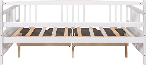 Miniatura 112 de Merax Sofá cama individual con listones de madera, soporte moderno sofá cama con rieles, tamaño individual, blanco marfil Marfil blanco,Espresso