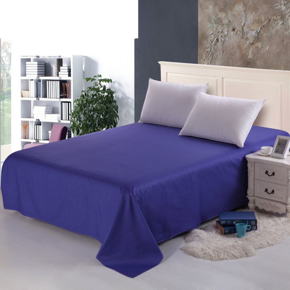 Drap en coton doux pour lits simples grand drap plat respirant 245x270cm modèle F