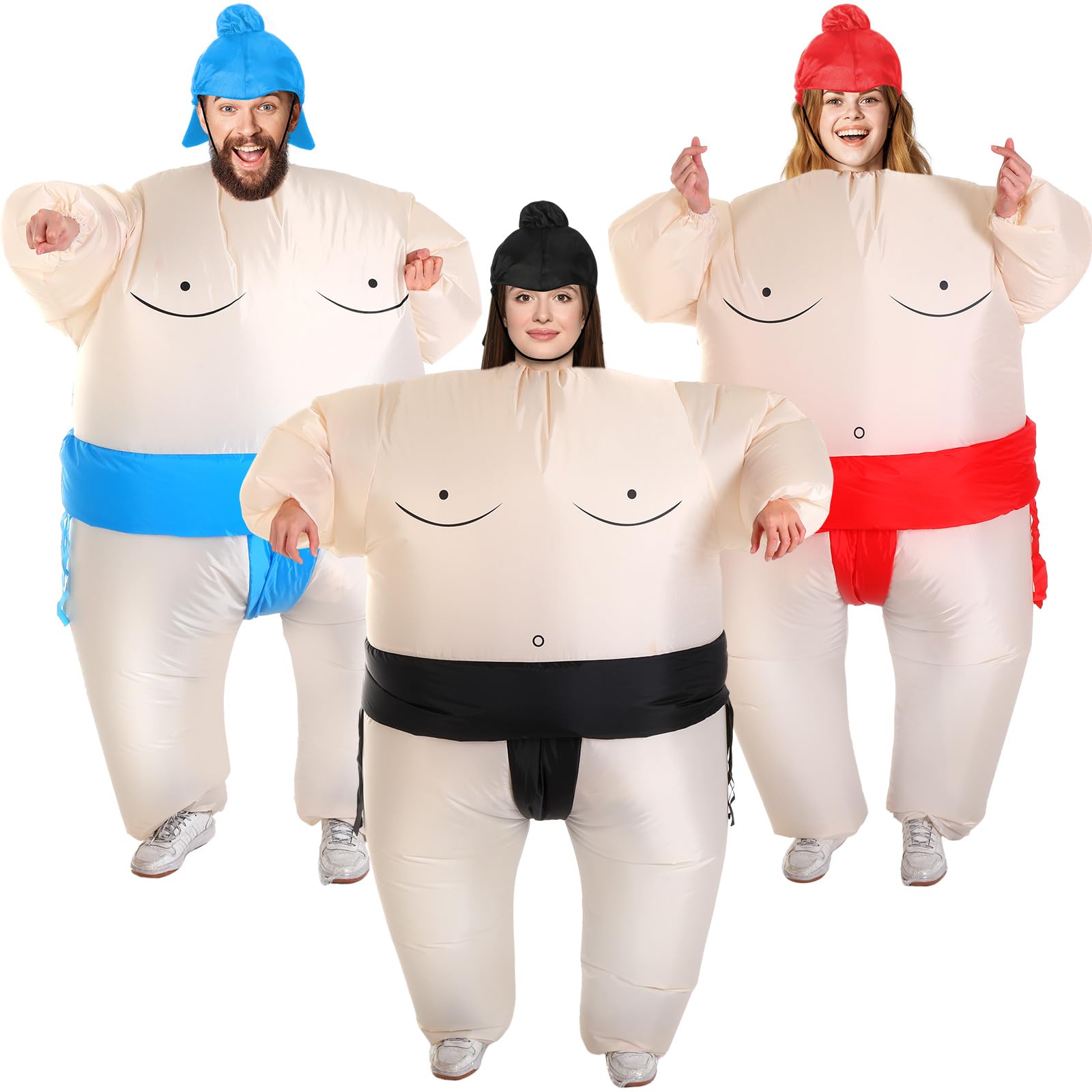 3 Pcs Inflatable Sumo Costume Sumo Wrestling Suits for Adults, Inflatable Halloween Costumes for Men Women