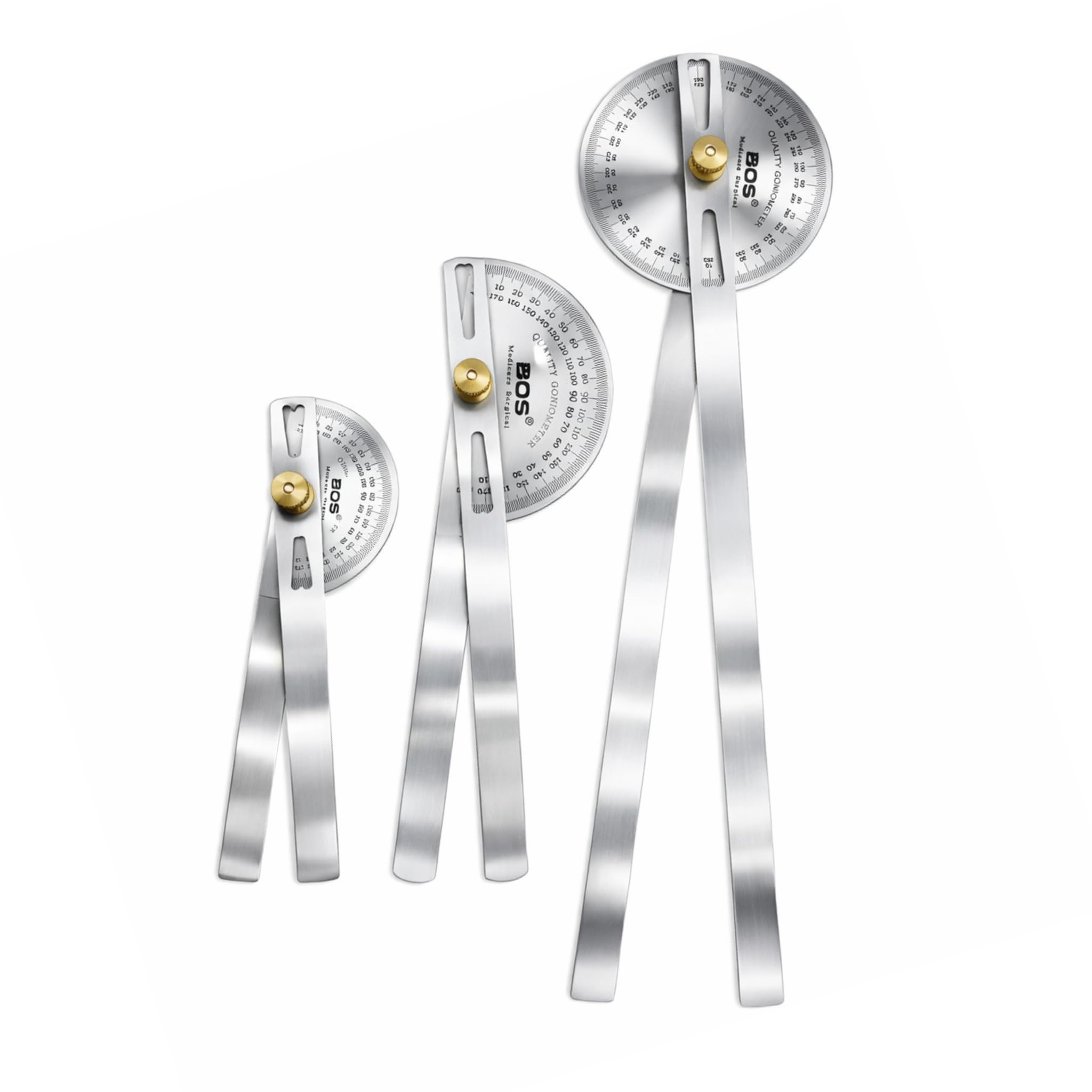 "BOS Medicare Surgical Stainless Steel Goniometer Set of 3 – 360° & 180° Orthopedic Angle Measuring Tool, Finger Goniometer for Physiotherapy, Joint Range of Motion Measurement Device-image-24