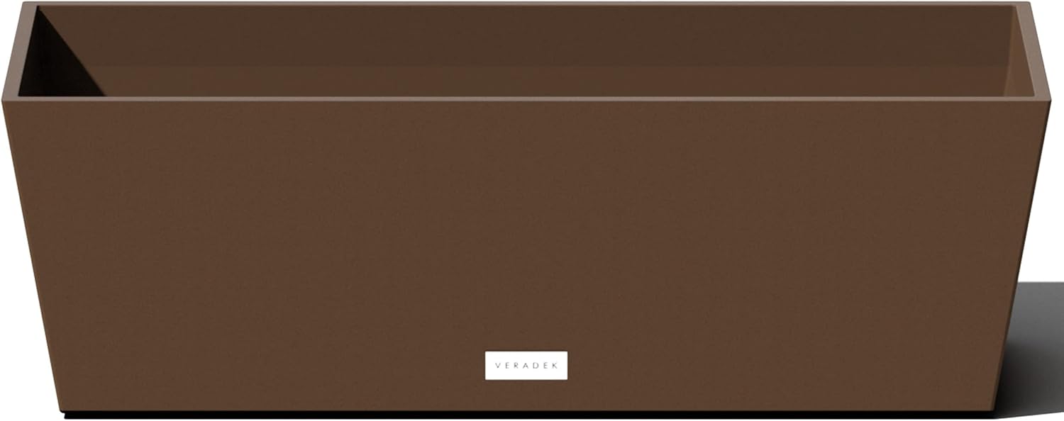 Veradek Pure Series Window Box Planter - Long Rectangular Planter for Indoor or Outdoor Windowsill/Balcony | Durable All-Weather Use with Drainage Holes | Modern Decor for Herbs, Small Plants, Flowers