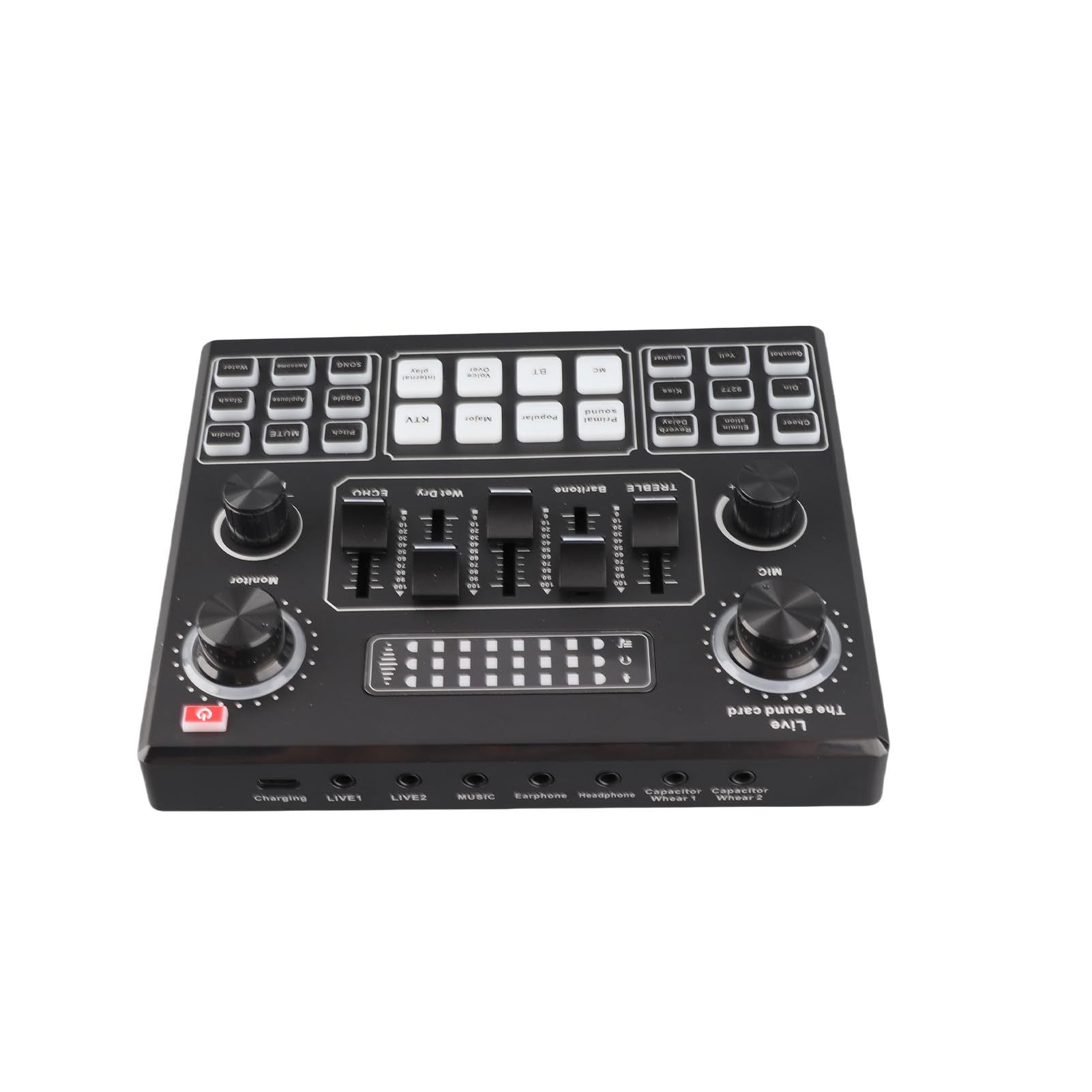 Eujgoov Intelligentes Soundkarten- und Mikrofon-Kit, ABS-Stahl, 12 Soundoptionen, Live-Streaming, Ideal für Podcaster und Musiker (Schwarz und Gold)