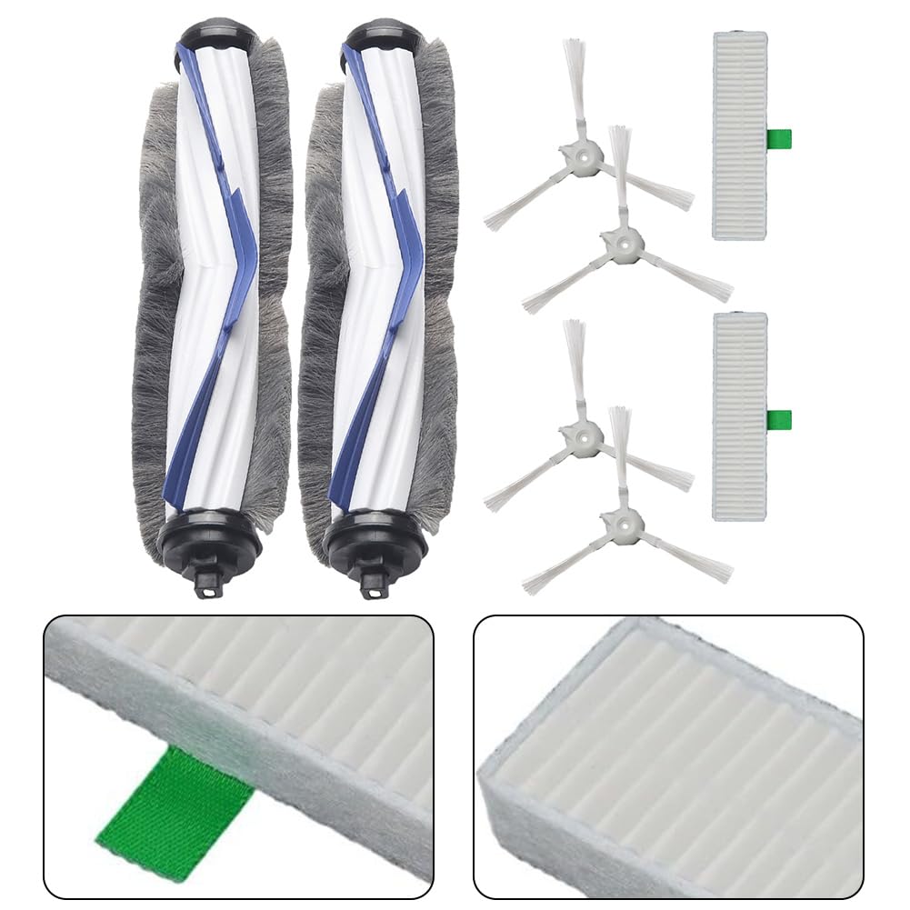 Kit Ricambio Rowenta Explorer 60 – 8 Pezzi: 2 Spazzole Principali, 2 Filtri, 4 Spazzole Laterali Per RR7427/RR7447