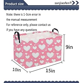 Sanjiaofeng Rectangular Valentine\'s Day Basket Love Storage Bins,Girls Storage Basket with Handles.Clothers,Books,Kid\'s Gifts Bins. (Pink Valentine\'s Day)