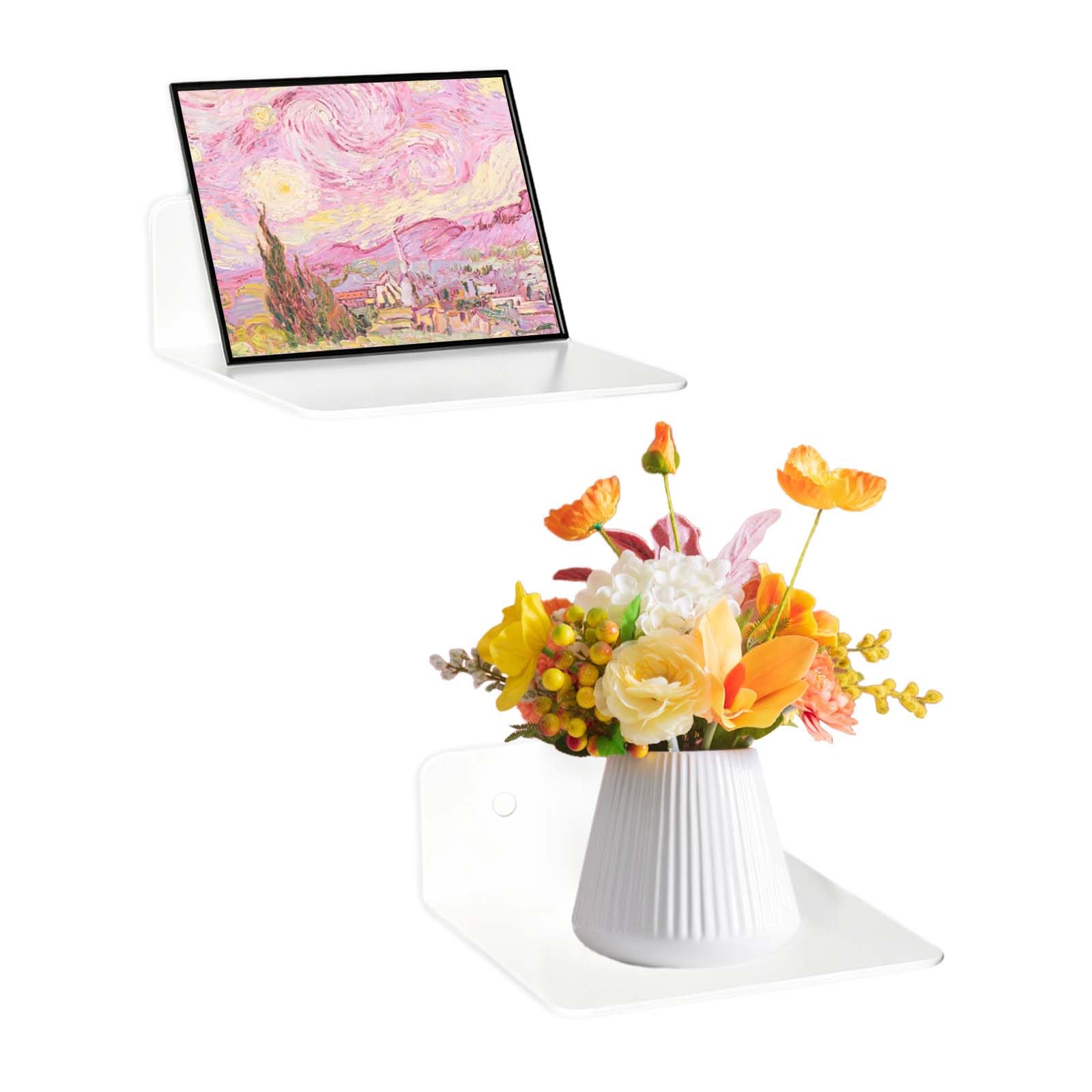Elovara 2PCS Floating Shelves for Wall,Self Adhesive Acrylic Floating Shelf