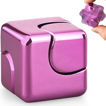 Dilabnba Fidget Spinner Cube Toys for Kids Adults, Metal EDC Sensory Focus 2 in 1 Toy, Mini Gadget Finger Toy Stress Relief Easter Stuff Desktop for Boy Girl Woman Pink