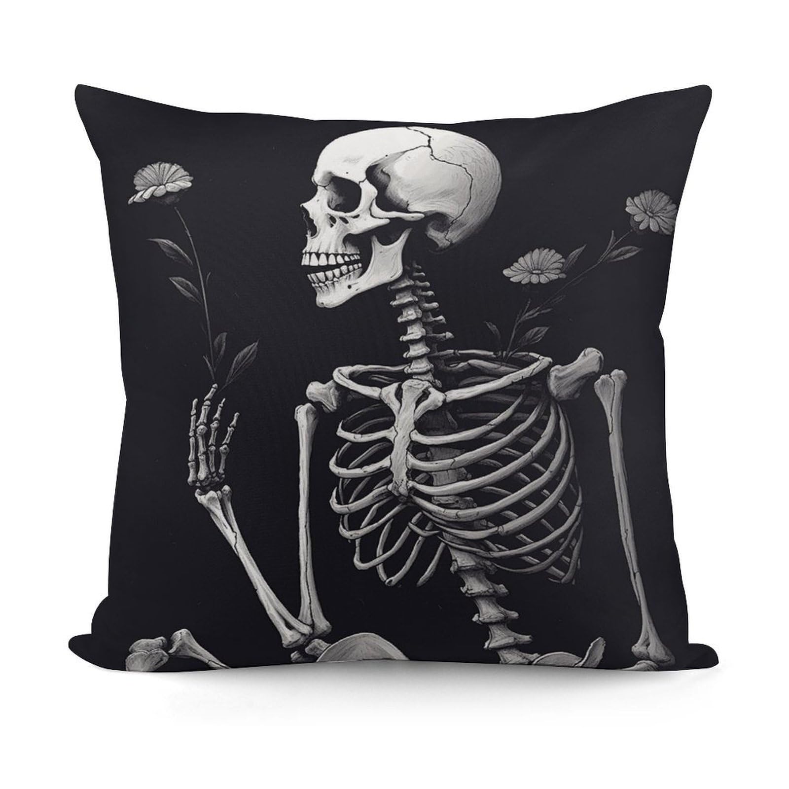 VstaDank Aesthetic Skeleton Throw Pillow Covers 18x18 Inch Soft Couch Home Decor Cushion Cover Comfortable Plush Square Cushion Case Farmhouse Decorative Pillowcase for Living Couch